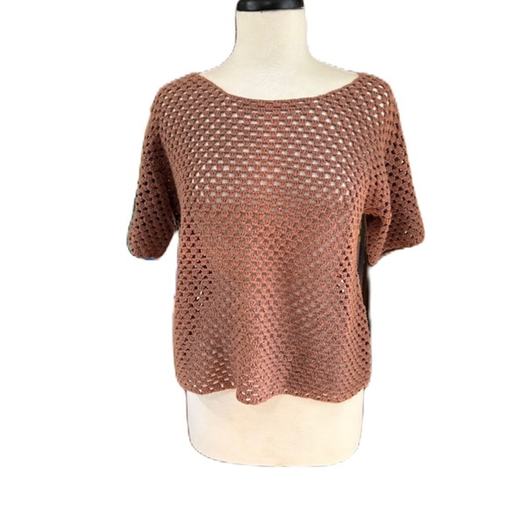 Vintage MM by Krizia Italy Open Knit Crewneck Sweater Sz M Deginer Classic Chic